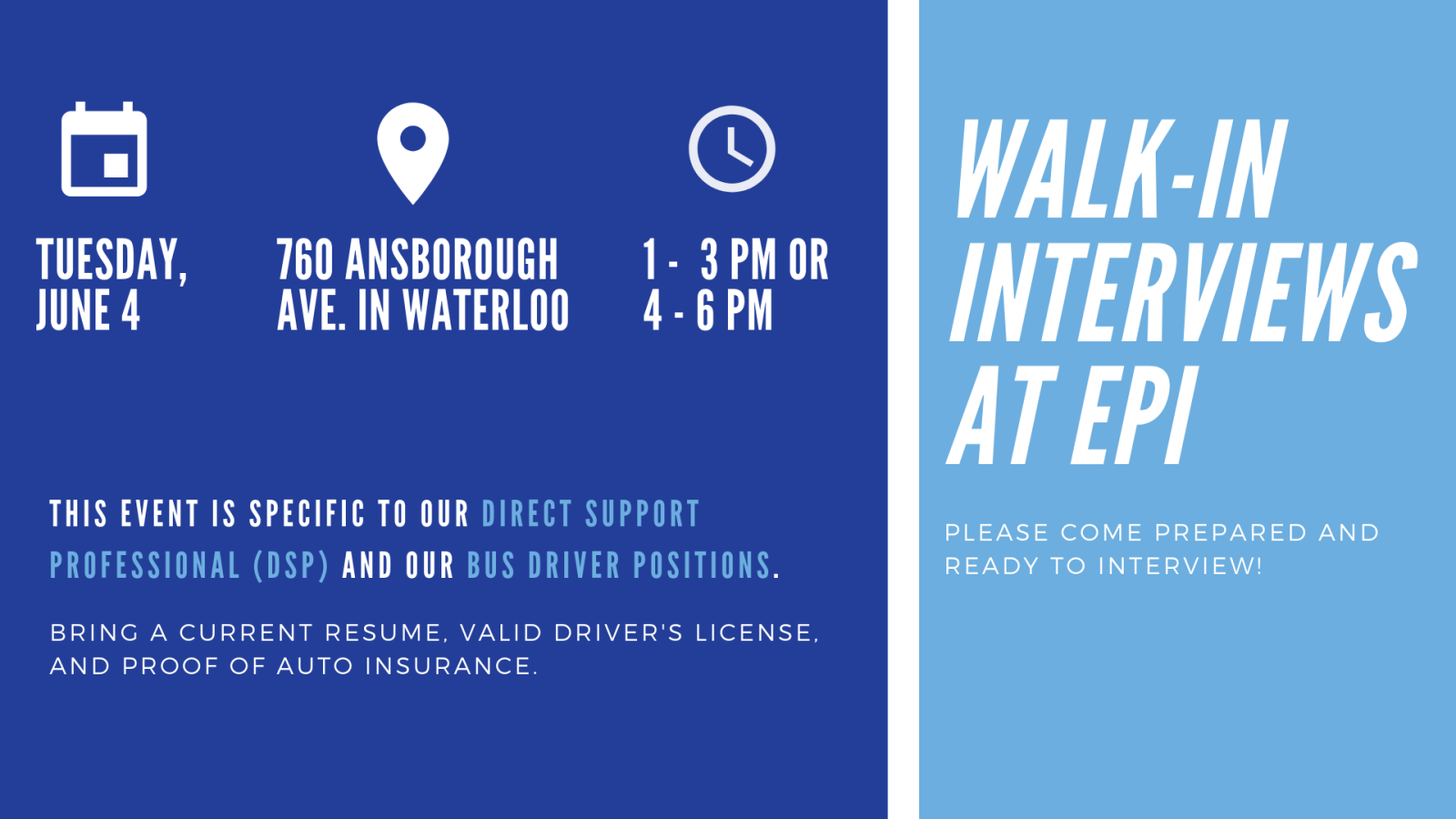 Walk-In Interviews at EPI