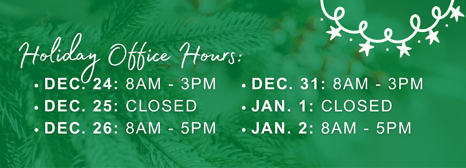 Office Holiday Hours